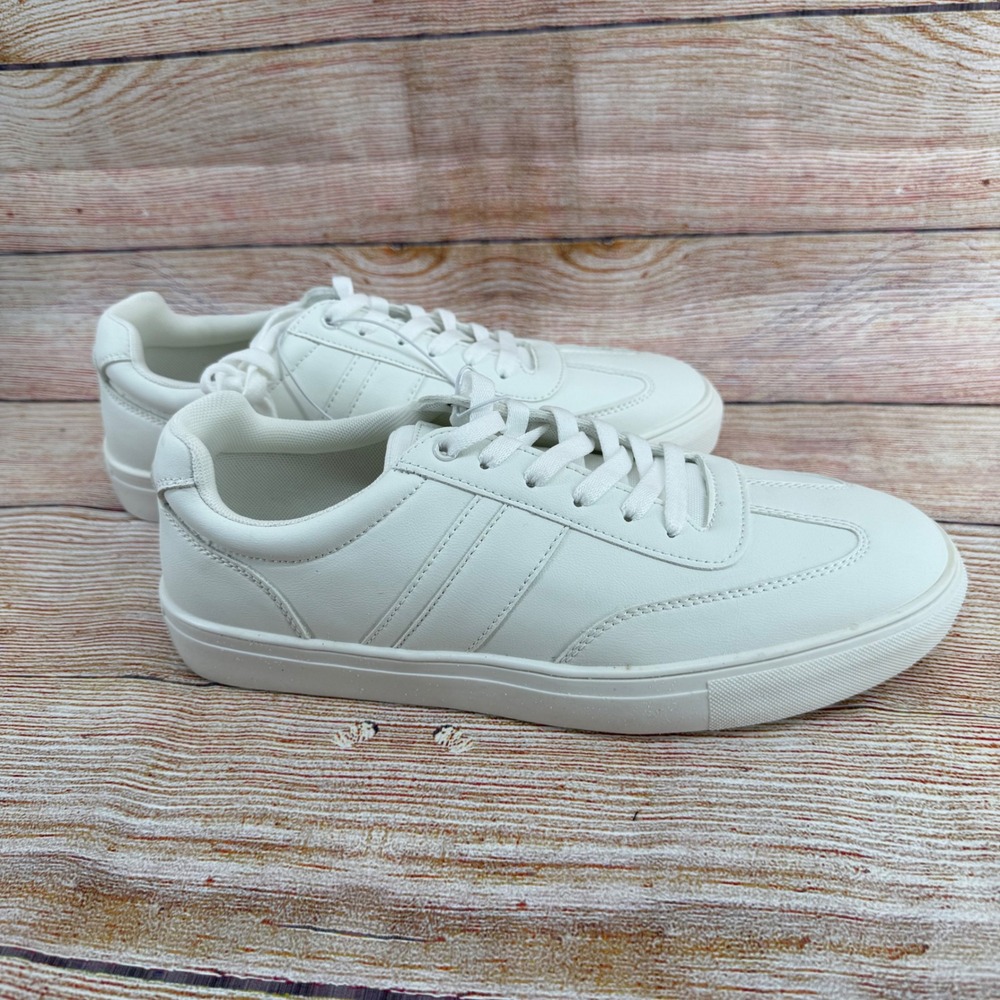 Perry Ellis Portfolio Mens White Low Top Lace Up Sneakers Casual Shoes Size 9